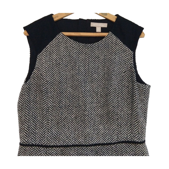 Banana Republic Tweed Sheath Dress Size 12 Black White Sleeveless Wool Career - Picture 2 of 9